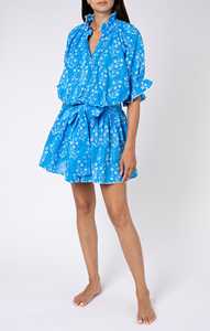 Vestido elegante bohemio con volantes y minivestido de manga corta con cuello en V para mujer - Product Image 4