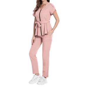Uniforme médico Strech Jogger moda médico enfermera salón de belleza con cremallera frontal uniforme - Product Image 4