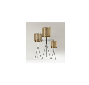 Juego de 3 macetas y macetas redondas decorativas de metal, diseño de alambre de hierro, macetas de decoración de plantas de jardín con textura de nuevo aspecto único - Product Image 1