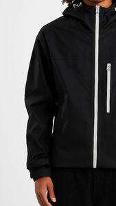 Veste coupe-vent à capuche pour homme, style streetwear d'hiver, avec logo sur le devant, 100% polyester/nylon, haute qualité, séchage rapide, respirante - Product Image 2