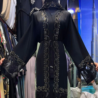 Caftan Dubai Design Marocain 2025 Superbe Vêtement Musulman Traditionnel Noir avec Travail Manuel Abaya Kaftan