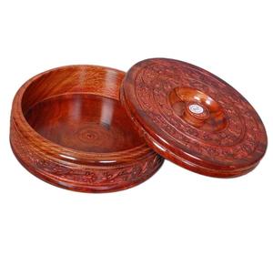 Boîte de rangement Chapati en bois d'acacia Conteneur avec couvercle 100% Produit fait à la main Boîte Chapati en bois naturel Fabriqué à la main - Product Image 1