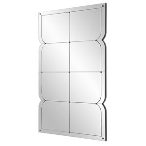 Miroir mural Art Déco avec <span class=keywords><strong>cadre</strong></span> noir et rosace en <span class=keywords><strong>verre</strong></span> biseauté à 8 panneaux pour décoration intérieure moderne et glamour - Product Image 4