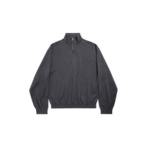 Pull en maille de coton gris à demi-zip pour homme, col camionneur, chaud, tendance, pull décontracté d'hiver, superposé, confortable, tricoté, 2026 - Product Image 1