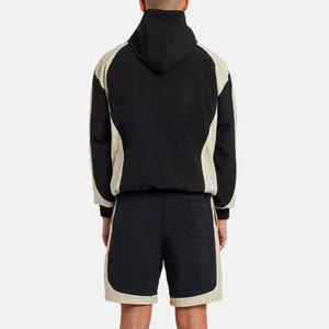 Nouveau à la mode sur mesure Nylon 1/4 fermeture éclair hommes survêtements coupe régulière DTG imprimé épissure couleur à capuche col hiver Shorts ensemble - Product Image 6