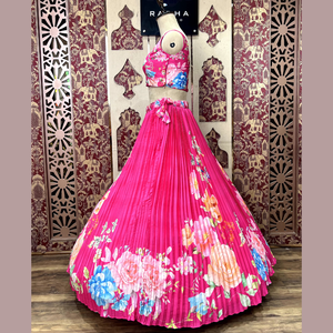 Lehenga más vendido en color rosa reina estampados elegantes y delicado toque de mano de diamante para todas las funciones a precios al por mayor - Product Image 4