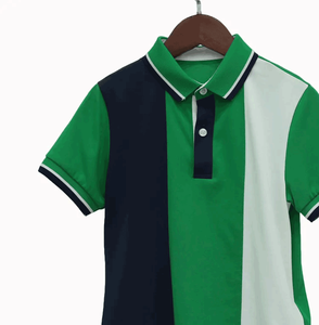 Colores personalizados impresos algodón/fibra de bambú 220g hombres para camisa patrón sólido contraste cuello tejido uniforme en blanco logotipo personalizado - Product Image 5