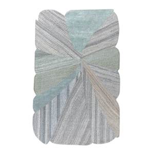 Tapis rectangulaires classiques bleus en laine et viscose tuftés à la main TNQ-1441 pour la maison, la voiture, le salon abstrait et le couloir - Product Image 1