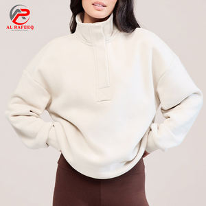 Sudadera de mujer de fabricante personalizado, jersey de cuello alto con media cremallera y ajuste relajado, Jersey holgado de manga larga, sudadera - Product Image 1