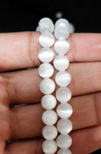 ลูกปัดหินออบซิเดียนสีขาวธรรมชาติ ขนาด 8.5 มม. ขัดเงาเรียบ เกรด AAA คุณภาพสูง สำหรับทำเครื่องประดับ มีหลายขนาดให้เลือก - Product Image 6