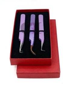 ที่ต่อขนตาปลอมปลายโค้งสีโรสโกลด์เคลือบผงสีม่วงอ่อน90องศาอุปกรณ์เสริมความงามทำจากสแตนเลส - Product Image 5