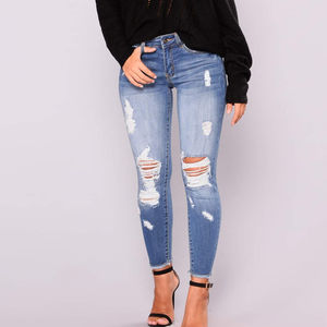 Pantalon en jean pour femme de haute qualité, jambe droite, fermeture éclair avec décoration boutonnée, prix raisonnable, style décontracté - Product Image 2