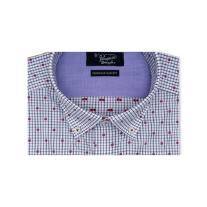 Camicia Elegante da Uomo Original Penguin Heritage Slim Fit Performance Stretch a Pois e Quadretti 100% Cotone Popeline Bianca Taglia 16.5X34-35 - Product Image 2