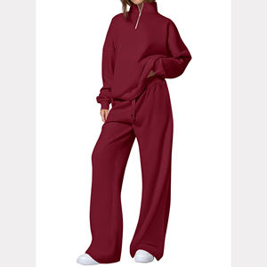 Street wear half-Zip Sweatshirt 2 Piece Flared <b>Sweatpants</b> Stracked <b>Sweatpants</b> Set Sweatsuits Jogger Suit Outfits <b>Women</b> Tracksuit - Product Image 2