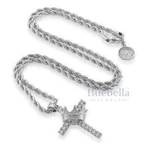 Cadena de Hip Hop de eslabones cubanos de lujo para hombres, collar con colgante de Cruz Iced Kingdom, nombre personalizado, joyería ostentosa, colgantes de moissanita, dijes - Product Image 6