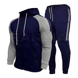 Chándal deportivo XL de estilo Hip Hop para hombre, diseño personalizado, alta calidad, 500 GSM, cremallera lisa de dos tonos con cuello con capucha - Product Image 5