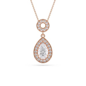 Colgante de diamante con corte de pera en forma de lágrima, halo único, 0.50 ct, diamante cultivado en laboratorio, en platino, para regalo de aniversario nupcial - Product Image 3