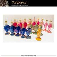 Flacons de parfum uniques en verre soufflé à la main, cristaux égyptiens de designer, couleurs douces, bouchon en verre gravé à l'acide doré