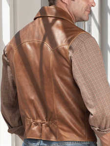 Personalizado transpirable moda al aire libre cremallera motocicleta cuero chaleco hombres cuero de vaca chaleco para hombres - Product Image 5