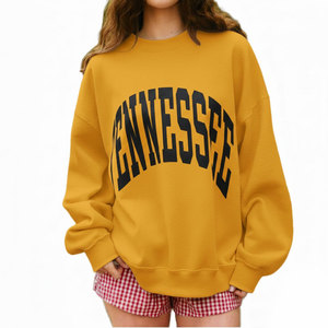 เสื้อสเวตเชิ้ตผ้าฟลีซคอตตอนหนานุ่มพิมพ์ลายด้านหน้า สีพื้นเรียบง่าย สไตล์ลำลองโอเวอร์ไซส์ สำหรับผู้หญิง เหมาะสำหรับฤดูหนาว สตรีทแวร์ - Product Image 1