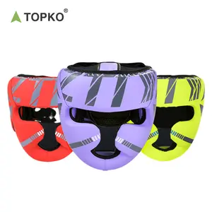 TOPKO High Quality PU leather Taekwondo Boxing Helmet Headgear Protector Training Boxing Head Guard