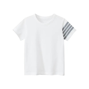 Nouveau modèle T-shirt pour enfants et garçons à manches courtes et à rayures Chemises en tricot de coton pour enfants 100% tissu en coton personnalisé - Product Image 4