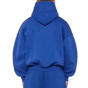 เสื้อฮู้ดดี้ผ้าเฟรนช์เทอร์รี่คุณภาพสูงสำหรับผู้ชาย แบบเรียบ ไม่มีโลโก้ สไตล์สตรีทแวร์ ทรงครอป โอเวอร์ไซส์ ผ้าฝ้าย 100% เสื้อฮู้ดดี้ผู้ชาย - Product Image 4