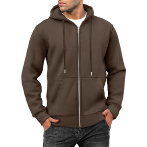 Sweats à capuche vierges pour homme Logo personnalisé impression haute qualité sweats unis basiques coton mélangé polaire épais fermeture éclair hommes sweats à capuche - Product Image 1