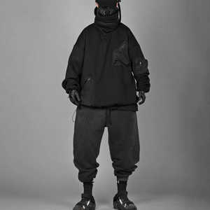 Custom Logo <b>Embroidery</b> Double Hooded Ninja Pullover Balaclava Hoodies for Man Full Zip Thermal Men's <b>Sweatshirts</b> - Product Image 3