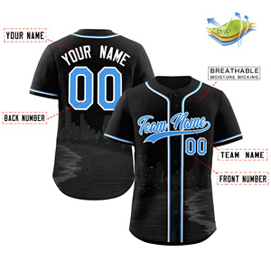 Camiseta de béisbol estampada, venta al por mayor, camiseta de uniforme de equipo con diseño de botón completo bordado personalizado para hombre - Product Image 4
