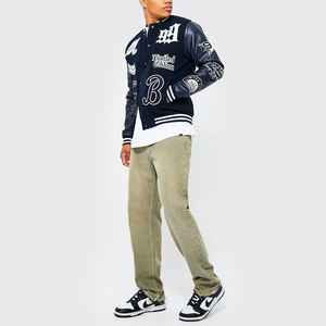 2025 Baseball Vestes OEM Conception Personnalisée Varsity Veste PU Manches Mode En Cuir Épais Letterman Vestes Patchs Personnalisés - Product Image 5