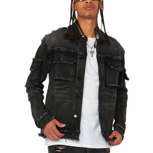 Chaqueta de Mezclilla 100% Algodón para Hombre, Estilo Casual de Invierno, Color Sólido con Estampado, Bolsillos, Delgada, Alta Calidad, Servicio OEM Personalizado - Product Image 1