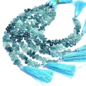 AAA Rare Grandidierite 7x5mm-6x8mm Pera Briolette Cuentas de piedras preciosas facetadas Grano de piedras preciosas de grandidierita natural para joyería - Product Image 5