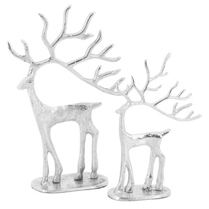 Reno de metal Acabado en plata Adorno de Navidad Acento de vacaciones de lujo para mesa y repisa - Product Image 1