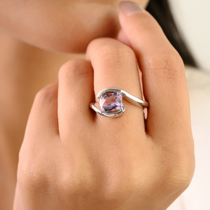 Hot Sale Cushion Cut Real Amethyst Wavy Vintage <b>Chunky</b> S925 Silver Fine Jewelry Delicate Design High Quality <b>Ring</b> - Product Image 2