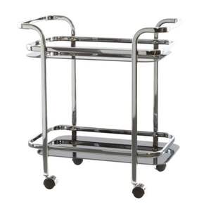 Chariot de service élégant en métal à 2 niveaux avec plateau en verre pour les fêtes de luxe modernes Roues roulantes lisses et design de cadre élégant - Product Image 3