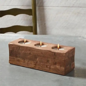 Luxurious Rustic Wooden Carved <b>Candle</b> Holder Stand <b>Sets</b> for Christmas Farmhouse Decor Scented <b>Candles</b> Creates Warm Atmosphere - Product Image 1