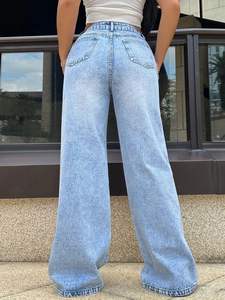 Nouveau jean déchiré et délavé, pantalon en denim ample à jambes larges, jean décontracté pour femmes - Product Image 3