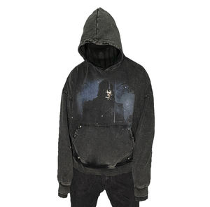 Sweat à capuche polaire brodé et sérigraphié pour homme et femme, avec cordons de serrage, respirant, en coton long, OEM, collection hiver - Product Image 3