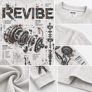 T-shirt à manches longues surdimensionné personnalisé avec motif mécanique vieilli, en coton épais, imprimé DTG, coupe carrée, OEM, marque privée - Product Image 6