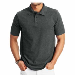 High Quality <b>Men's</b> Casual Golf Apparel Quick Dry Breathable <b>Black</b> for <b>Polo</b> <b>Shirt</b> with Embroidered Logo Solid Pattern - Product Image 5
