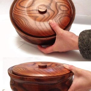 Venta caliente ensaladera de madera multicolor esmalte de madera impreso cuenco redondo para servir al por mayor de La India por HF CRAFTS - Product Image 2