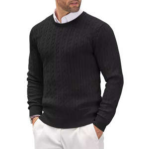 Mens ivory <b>cable</b> <b>knit</b> crew neck <b>sweater</b> - Product Image 6