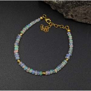 Ethiopian <b>Opal</b> Beaded <b>Bracelet</b> 18K Gold Filled with Garnet Amethyst Quartz Pearl Gift Charm <b>Bracelet</b> - Product Image 6