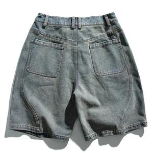 <b>Men's</b> Washed Baggy Summer Streetwear <b>Jeans</b> Shorts with Distressed Embroidery Casual Style Solid Pattern - Product Image 4