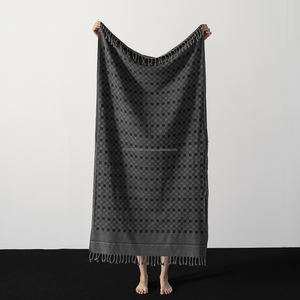 ผ้าขนหนูเช็ดมือล้างหินลายตารางหมากรุกสไตล์วินเทจเนื้อนุ่มทำด้วยมือ - Product Image 4