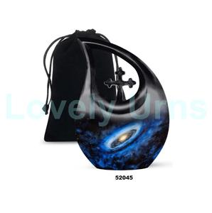 Urna para adultos de cremación con gota de galaxia azul más vendida para cenizas humanas Urna funeraria decorativa con lágrima con bolsa de terciopelo gratis - Product Image 5