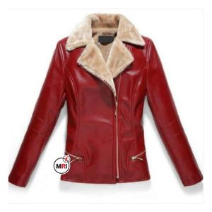 Nouveau élégant coupe-vent en cuir vêtements d'extérieur courts en peau de mouton véritable femmes vestes en cuir de haute qualité couleur personnalisée noir rouge Logo - Product Image 4