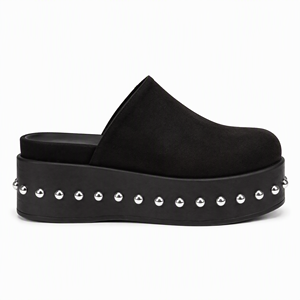 Mules à plateforme cloutées pour femmes, bout rond fermé, en faux daim, à enfiler, semelle épaisse, mode décontractée - Product Image 2