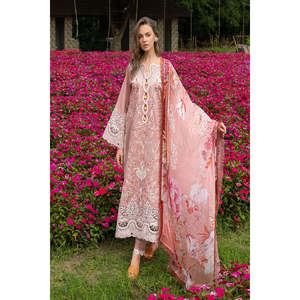 Salwar Kameez de Lujo Mushq Hemline Secerat Garden Peach Blossom en Algodón TC-1508 - Product Image 4